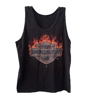 Vintage Harley Davidson Motorcycle Tank Top T Shirt Biker Carson City Nevada 90s